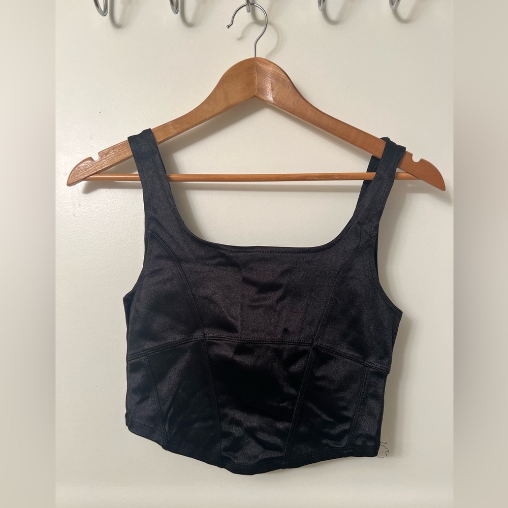 H&M Satin Corset-Style Crop Top - Size Small
